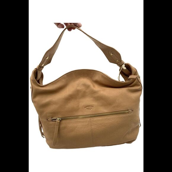 American Leather Co. Leather Fringe Lilly Ziptop Hobo Nutmeg